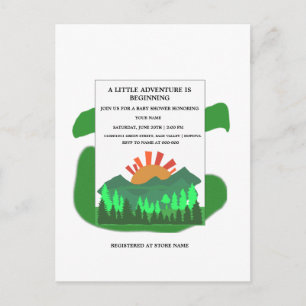 Retro Mountain Forest Baby Shower Invitation Sage Postcard