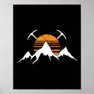 Retro Mountain Ice Climbing Bouldering Poster