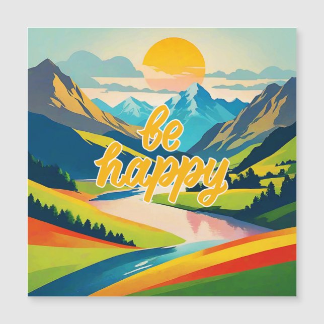 Retro Mountain Landscape "Be Happy" (Front)