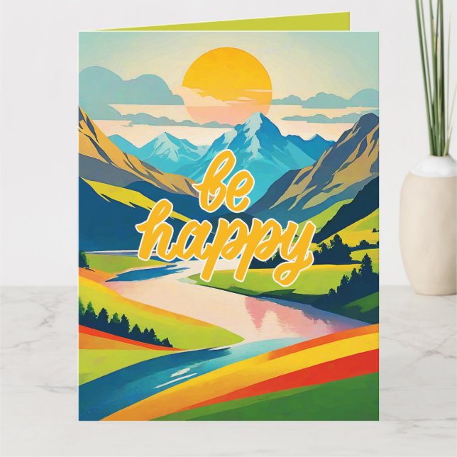 Retro Mountain Landscape Card (Front)