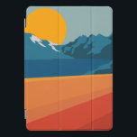 Retro Mountain Landscape Illustration Orange Blue iPad Pro Cover<br><div class="desc">This stylish iPad case features a colourful and bold illustration of a retro mountain landscape in red,  orange,  and blue.</div>