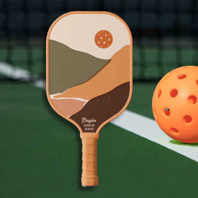 Retro Mountain Landscape Pickleball Sun Custom Tex Pickleball Paddle (Creator Uploaded)