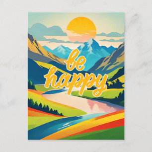 Retro Mountain Landscape Postcard