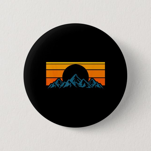 Retro Mountain Silhouette 2 Inch Round Button (Front)