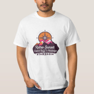 Retro Mountain Sunset – Find Your Way, Catch Rays  T-Shirt