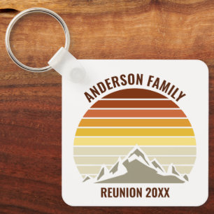 Retro Mountain Sunset Personalized Keychain