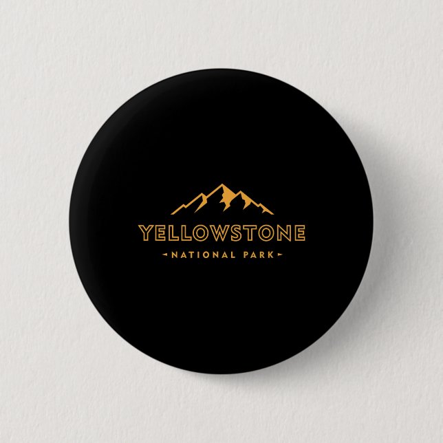 Retro Mountain Yellowstone National Park Hiking So 2 Inch Round Button (Front)