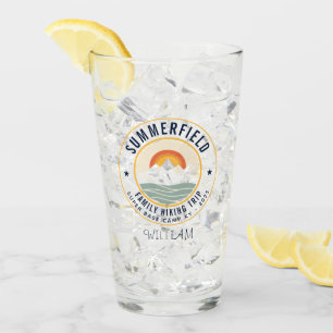 Retro Mountains Family Hiking Matching Personalize Glass