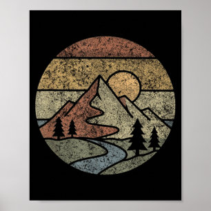 Retro Mountains Nature Landscape Vintage Hiking Poster