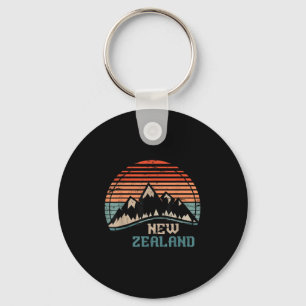 Retro Mountains New Zealand Keychain