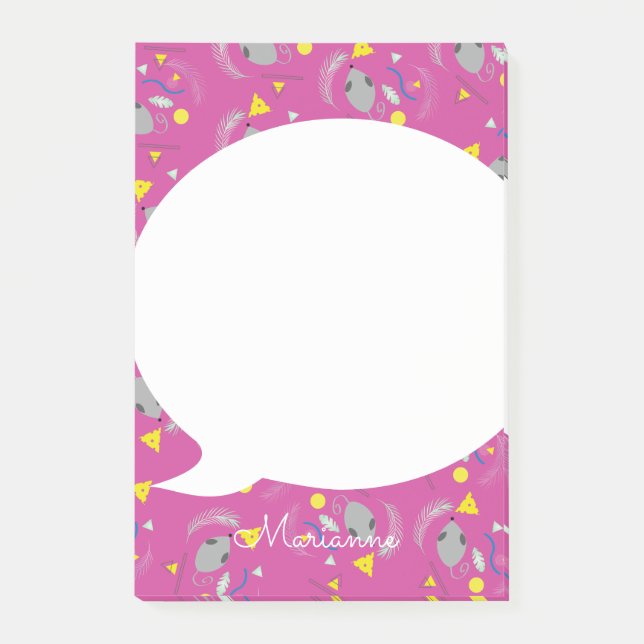 Retro Mouse Cheese Pink  Post-it Notes (Front)