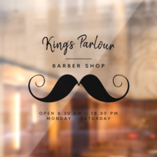 Retro Moustache - Barber Shop Window Cling