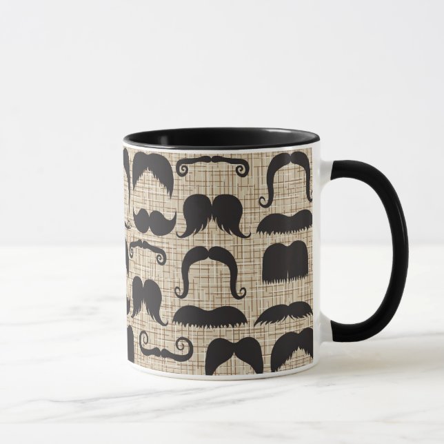 Retro Moustache Moustache Stache Pattern Mug (Right)