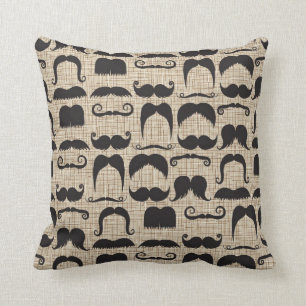 Retro Moustache Moustache Stache Pattern Throw Pillow