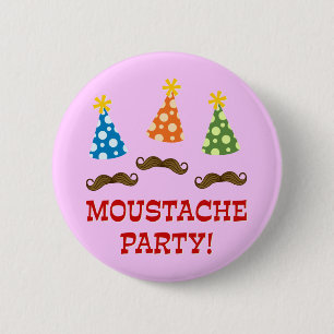 Retro Moustache Party 2 Inch Round Button