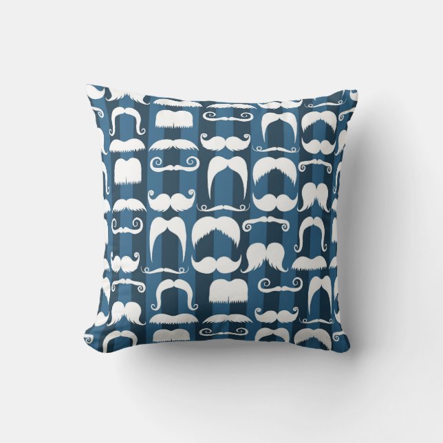 Retro Moustache Pattern Throw Pillow (Front)