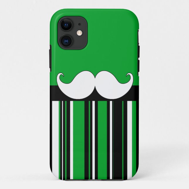 Retro Moustache Stache Moustache with Green Case-Mate iPhone Case (Back)