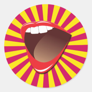 RETRO MOUTH CLASSIC ROUND STICKER