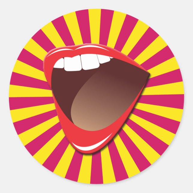 RETRO MOUTH CLASSIC ROUND STICKER (Front)