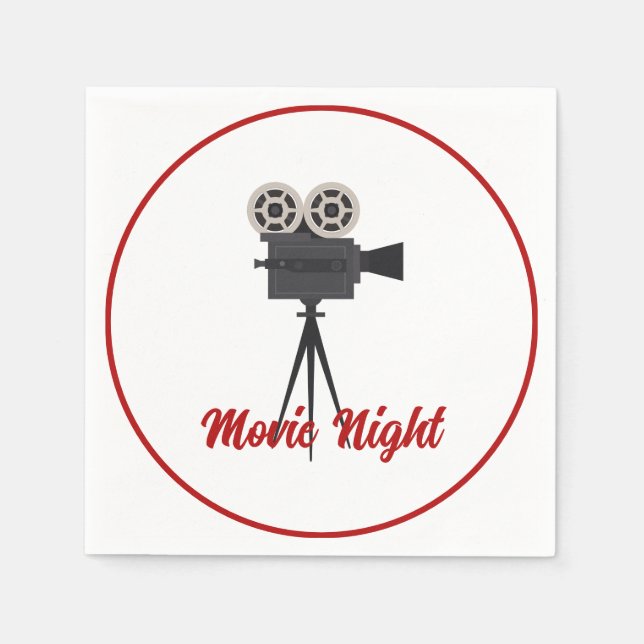 Retro Movie Camera Custom Paper Napkin (Front)