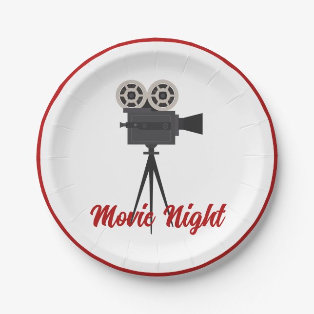 Retro Movie Camera Custom  Paper Plate (Front)