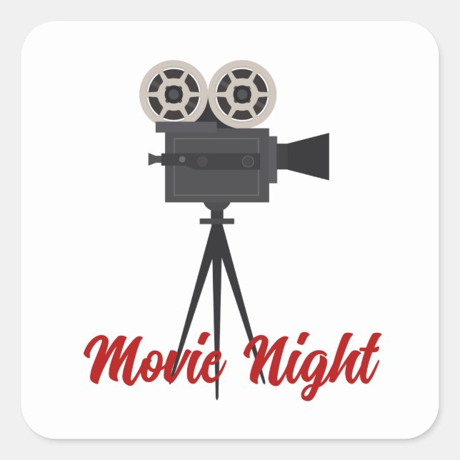Retro Movie Camera Customizable Square Sticker (Front)