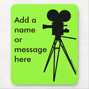 Retro Movie Camera Silhouette Mouse Pad