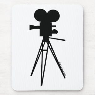 Retro Movie Camera Silhouette Mouse Pad