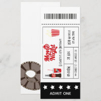 Retro Movie Night Birthday Party Ticket