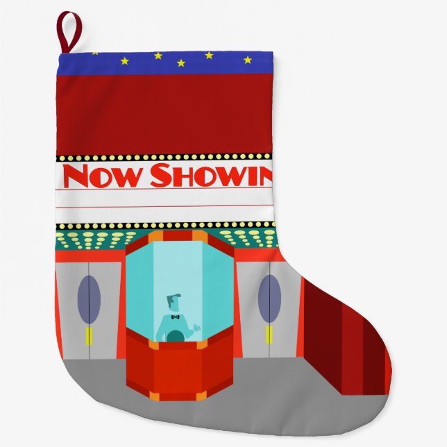 Retro Movie Theatre Christmas Stocking (Front)