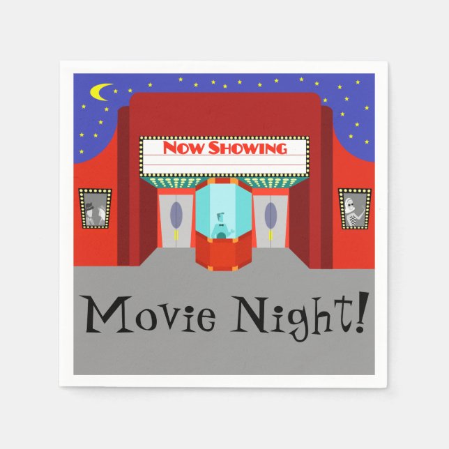 Retro Movie Theatre Paper Napkins (Front)