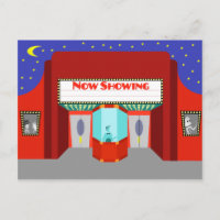 Retro Movie Theatre Postcard
