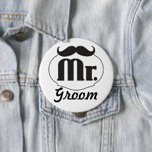 Retro Mr. Groom Wedding Badge 4 Inch Round Button