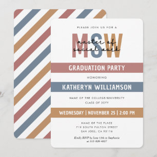 Retro MSW Master of Social Work Graduation Invitation