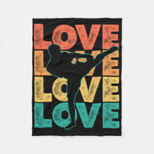 Retro Muay Thai Love Word Theme Graphic Design Kic Fleece Blanket