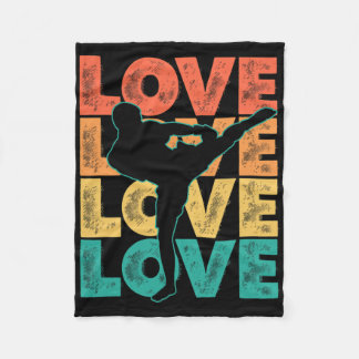 Retro Muay Thai Love Word Theme Graphic Design Kic Fleece Blanket