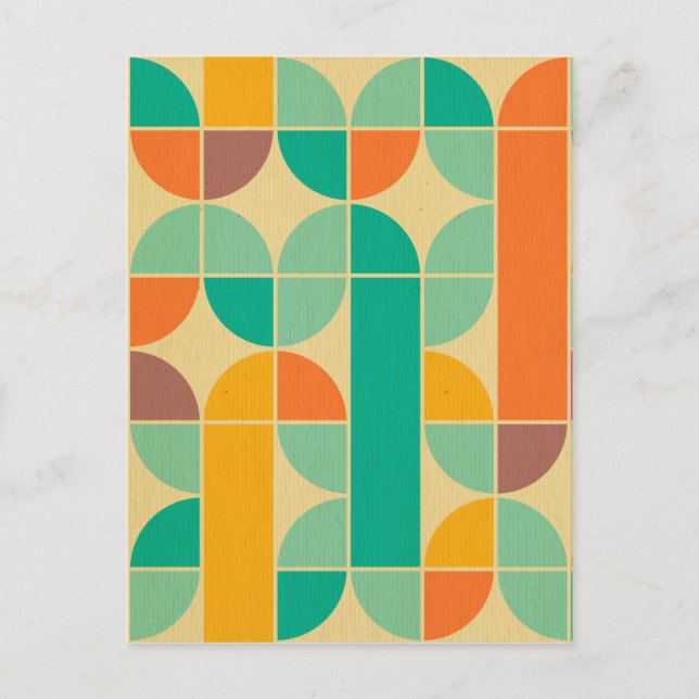 Retro multi colour trendy 70's pattern funky fun postcard (Front)