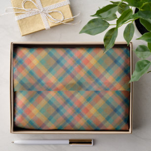 Retro Multicolor Cozy Plaid Pattern Christmas Cute Tissue Paper