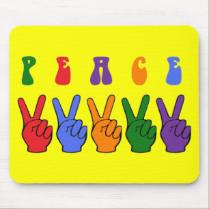 Retro Multicolor Peace Hand Mouse Pad