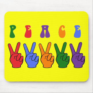 Retro Multicolor Peace Hand Mouse Pad