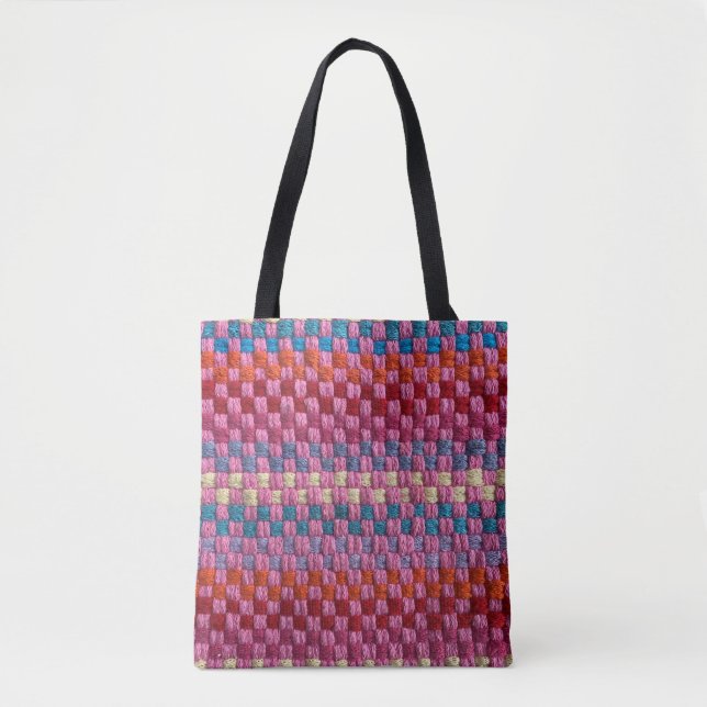 Retro Multicolor Potholder Check Tote Bag (Front)
