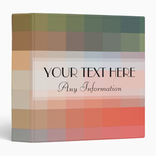 Retro Multicolor Square Pattern Binder (Front/Spine)
