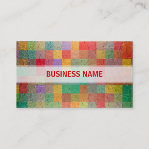 Retro Multicolor Square Pattern Business Card