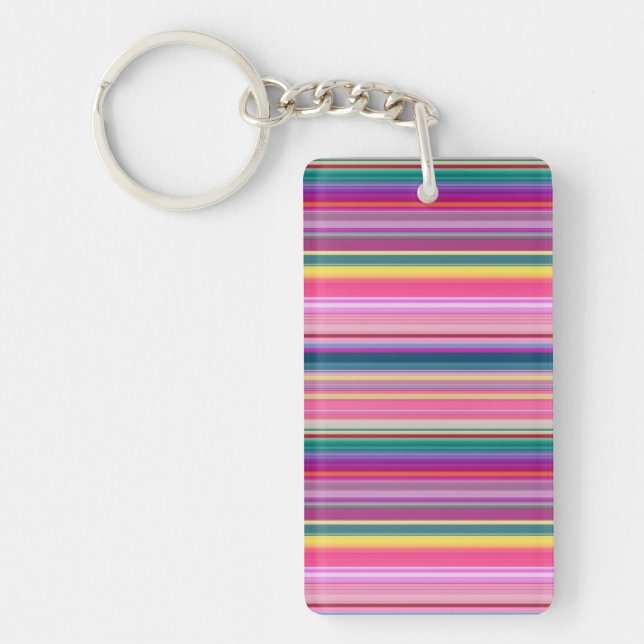 Retro multicolors stripes keychain (Front)