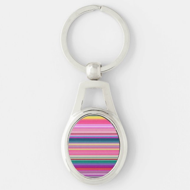 Retro multicolors stripes keychain (Front)