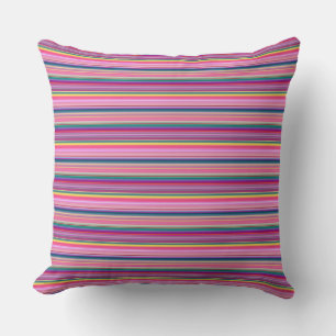 Retro multicolors stripes throw pillow