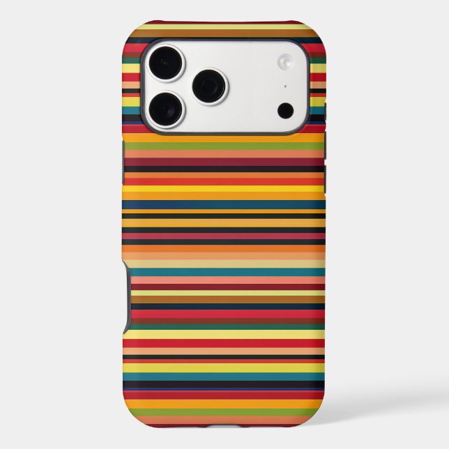 Retro Multicoloured Stripes Print iPhone Case (Verso)