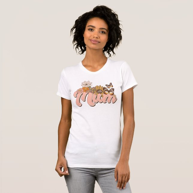 Retro Mum Flowers T-Shirt (Front Full)