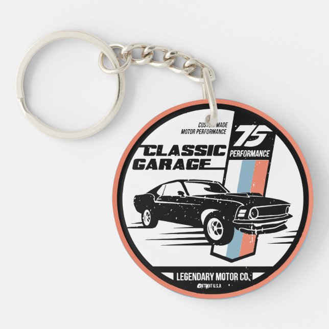 Retro Muscle Car Revival Tee Keychain (Front)