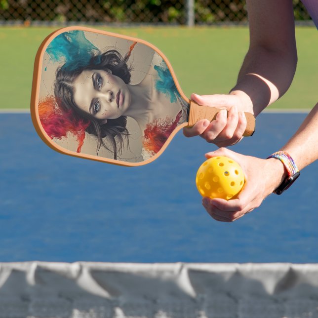 Retro Muse Pickleball Paddle Art (Insitu)
